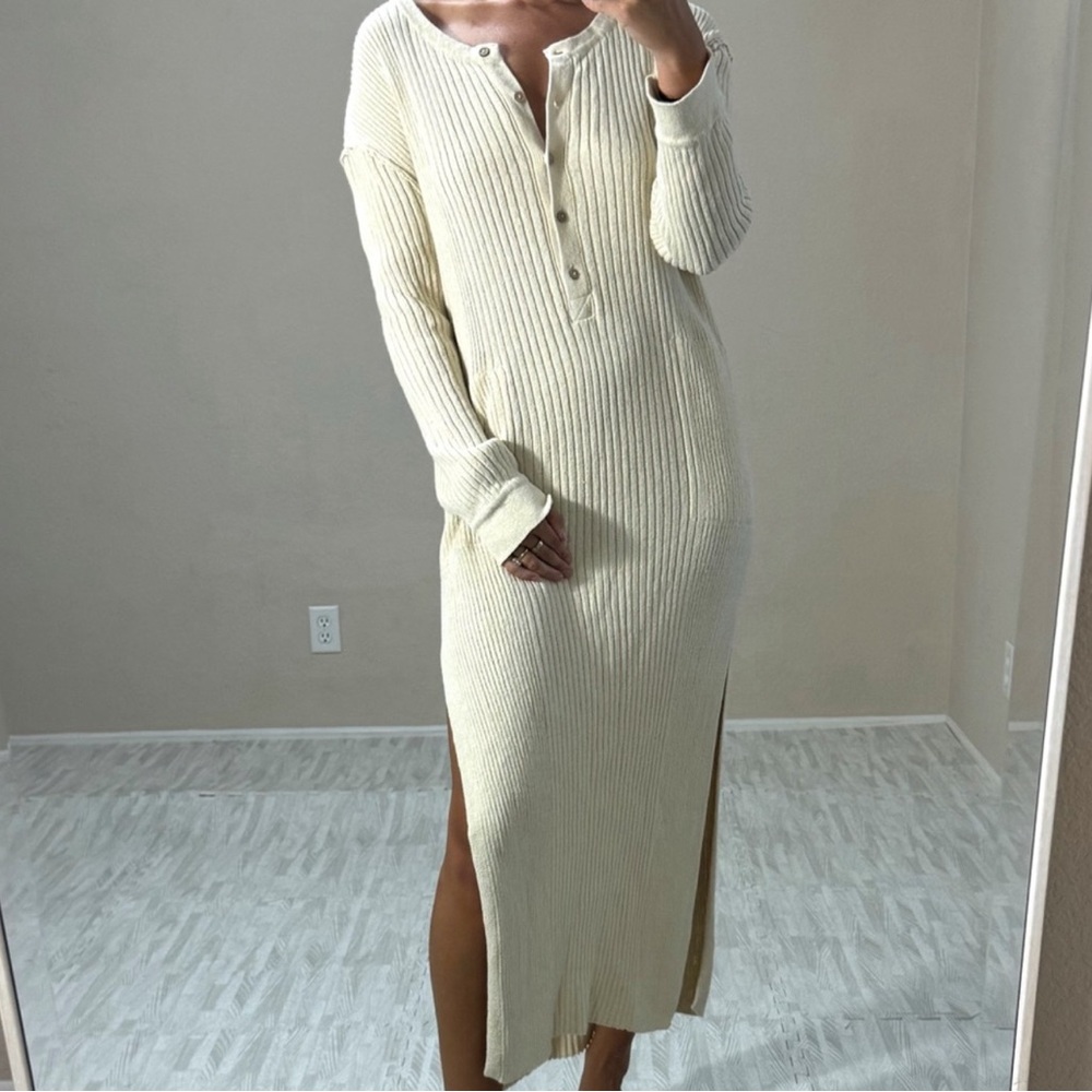 Free People Long Sleeve Ribbed Dress